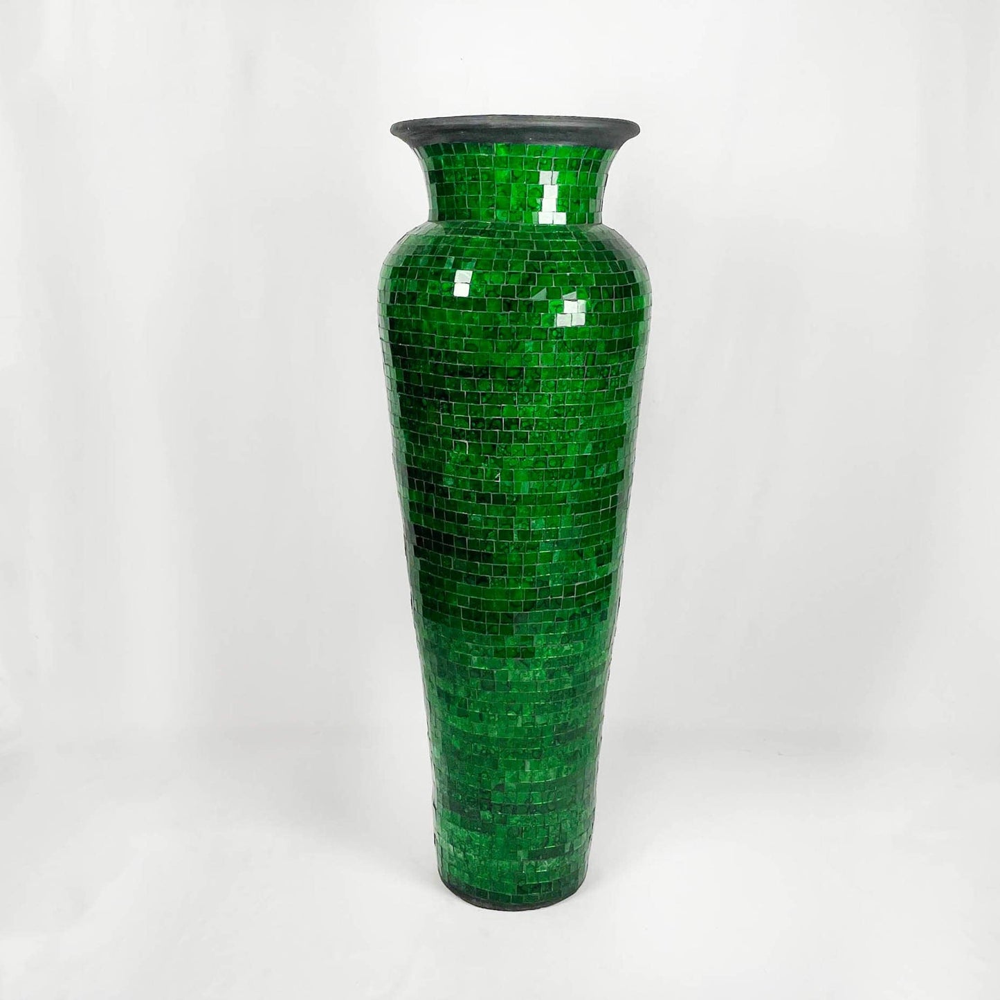 green mosaic vase