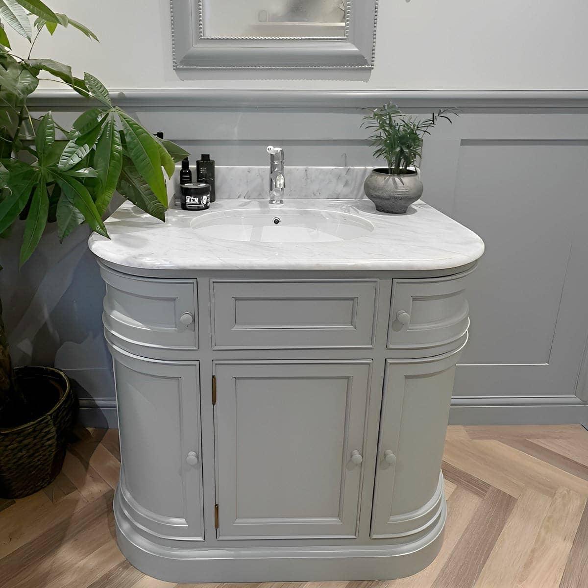 Marble top single sink Bathroom Vanity Unit