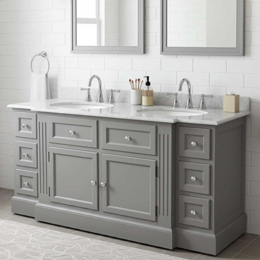Shaker Double Sink Vanity Unit with Marble Top (1600mm)