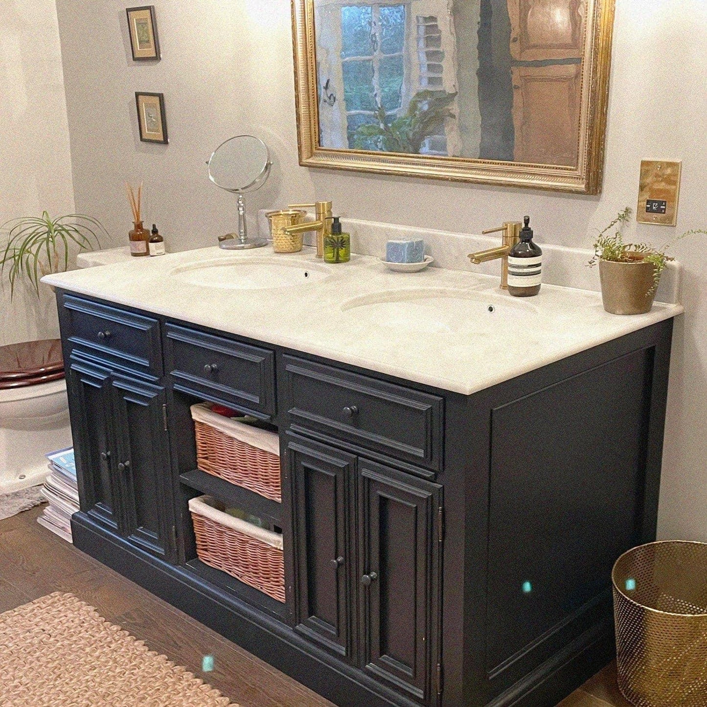 double sink marble top bathroom vanity unit