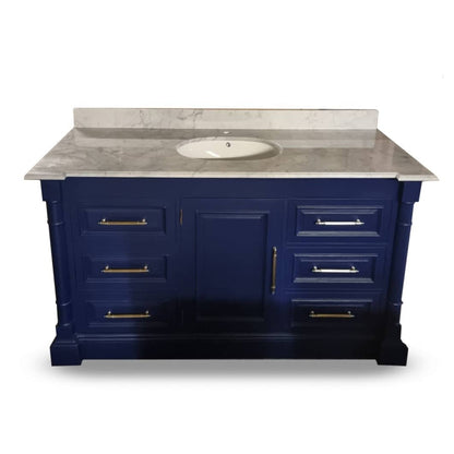 blue single sink vanity unit