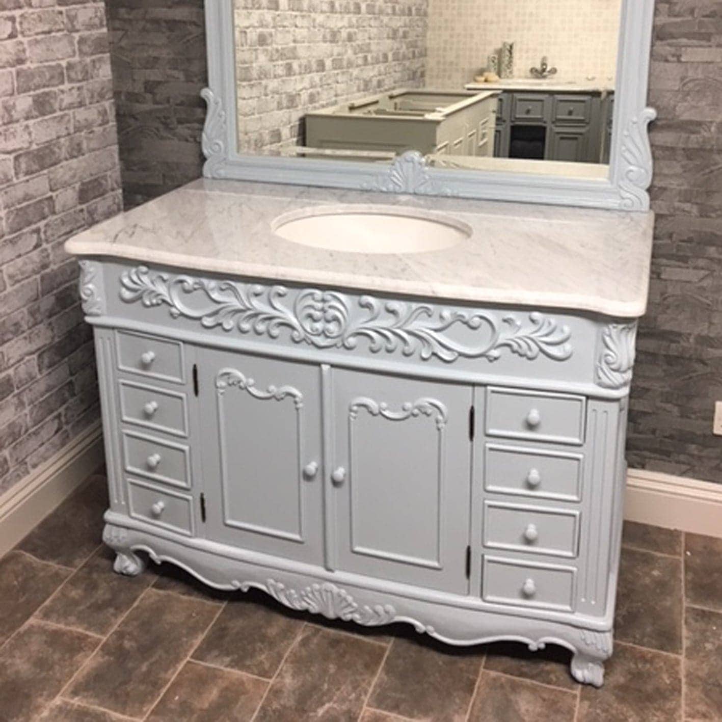 Marble top single sink Bathroom Vanity Unit