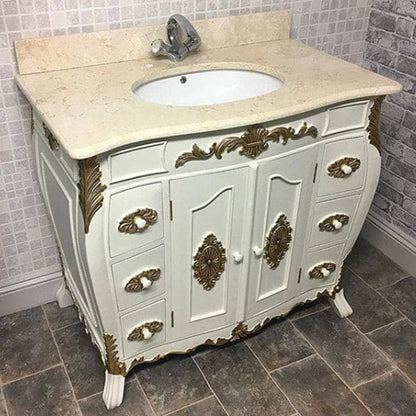 Marble top petite single sink Bathroom Vanity Unit