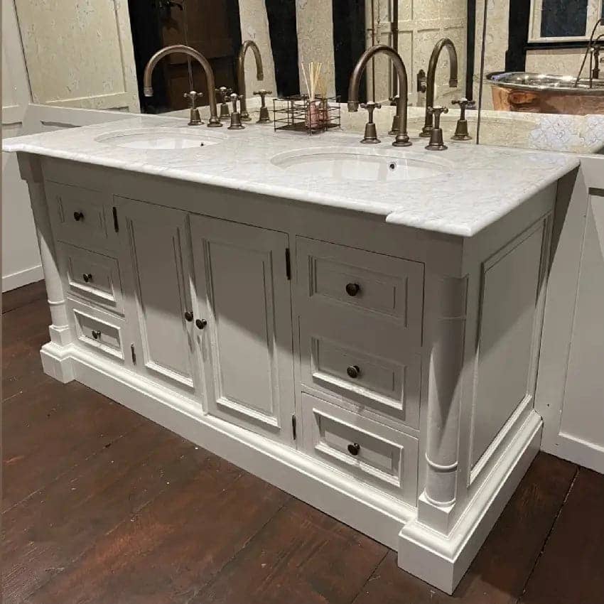 Marble top Double sink Bathroom Vanity Unit