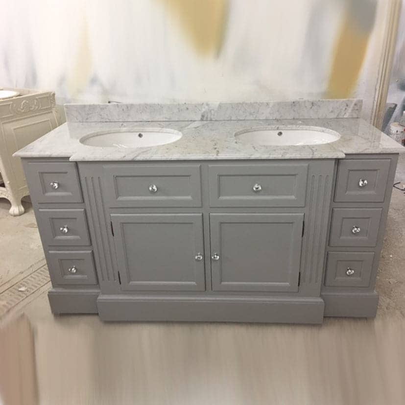 Marble top Double sink Bathroom Vanity Unit