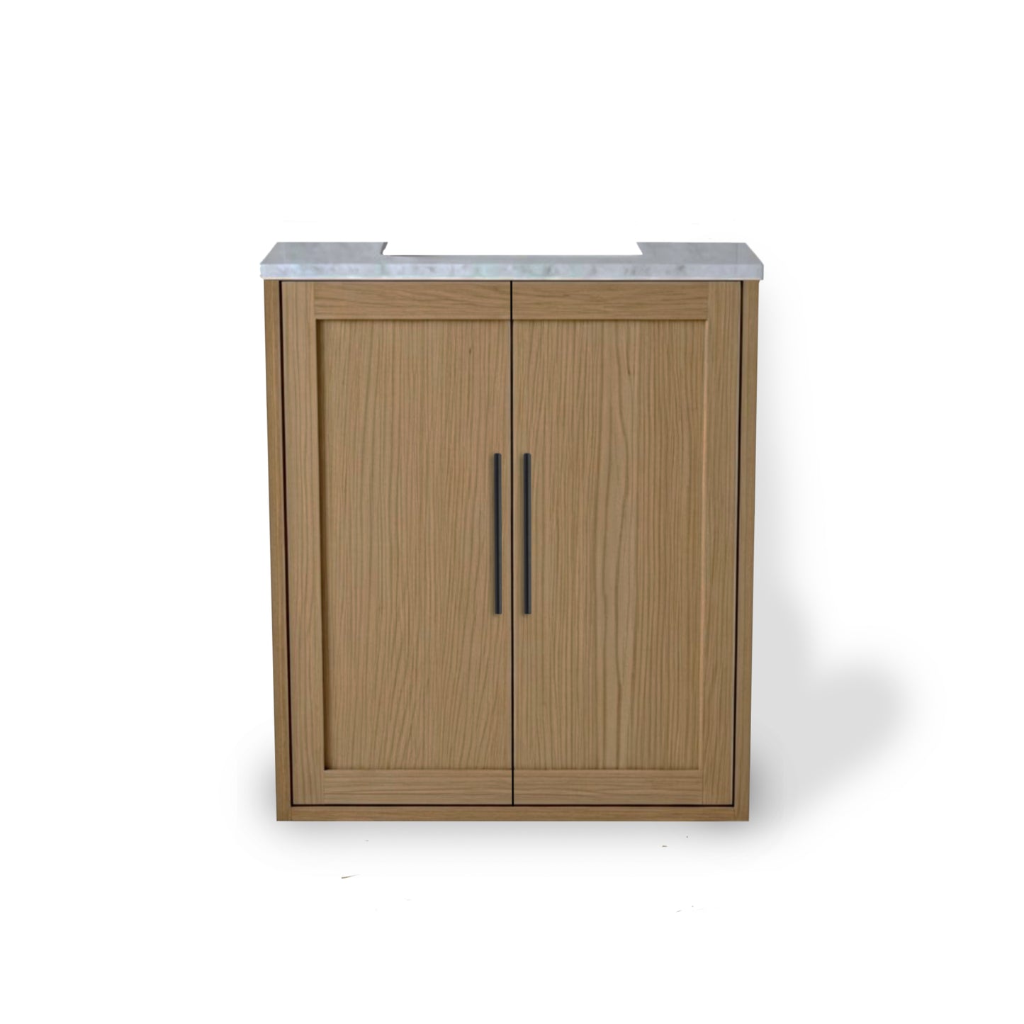 Wooden cabinet with two doors on a white background