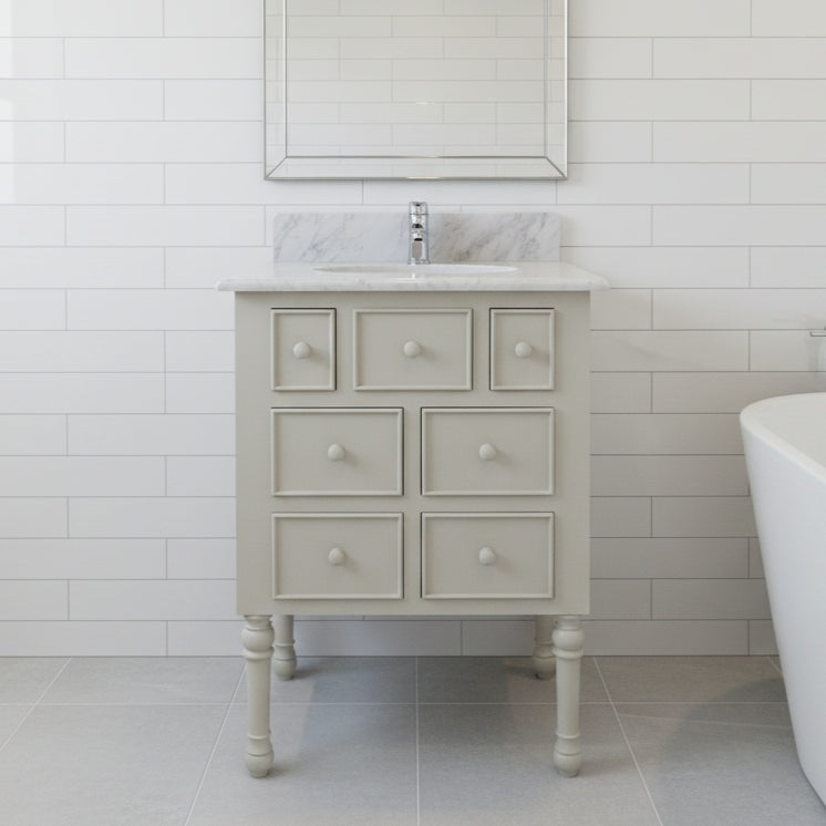 Country French 6 Petite Single Sink Vanity Unit with Marble Top (600mm)
