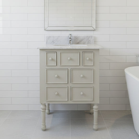 Country French 6 Petite Single Sink Vanity Unit with Marble Top (600mm)