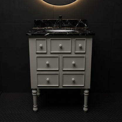 Country French 6 Petite Single Sink Vanity Unit with Marble Top (600mm)