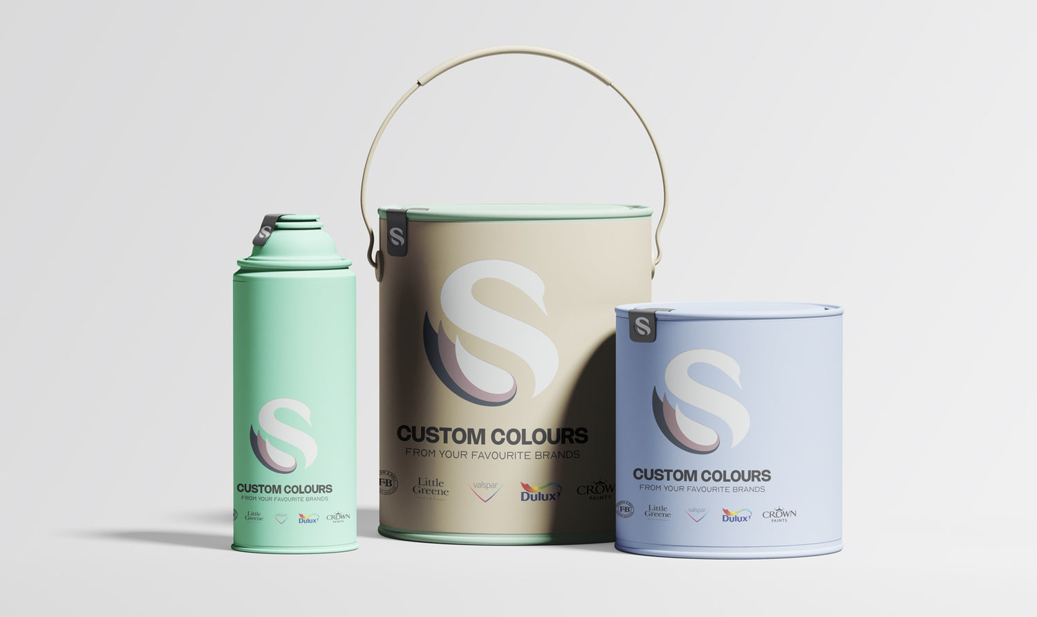 various paint cans