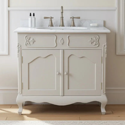 small french style single sink bathroom vanity unit