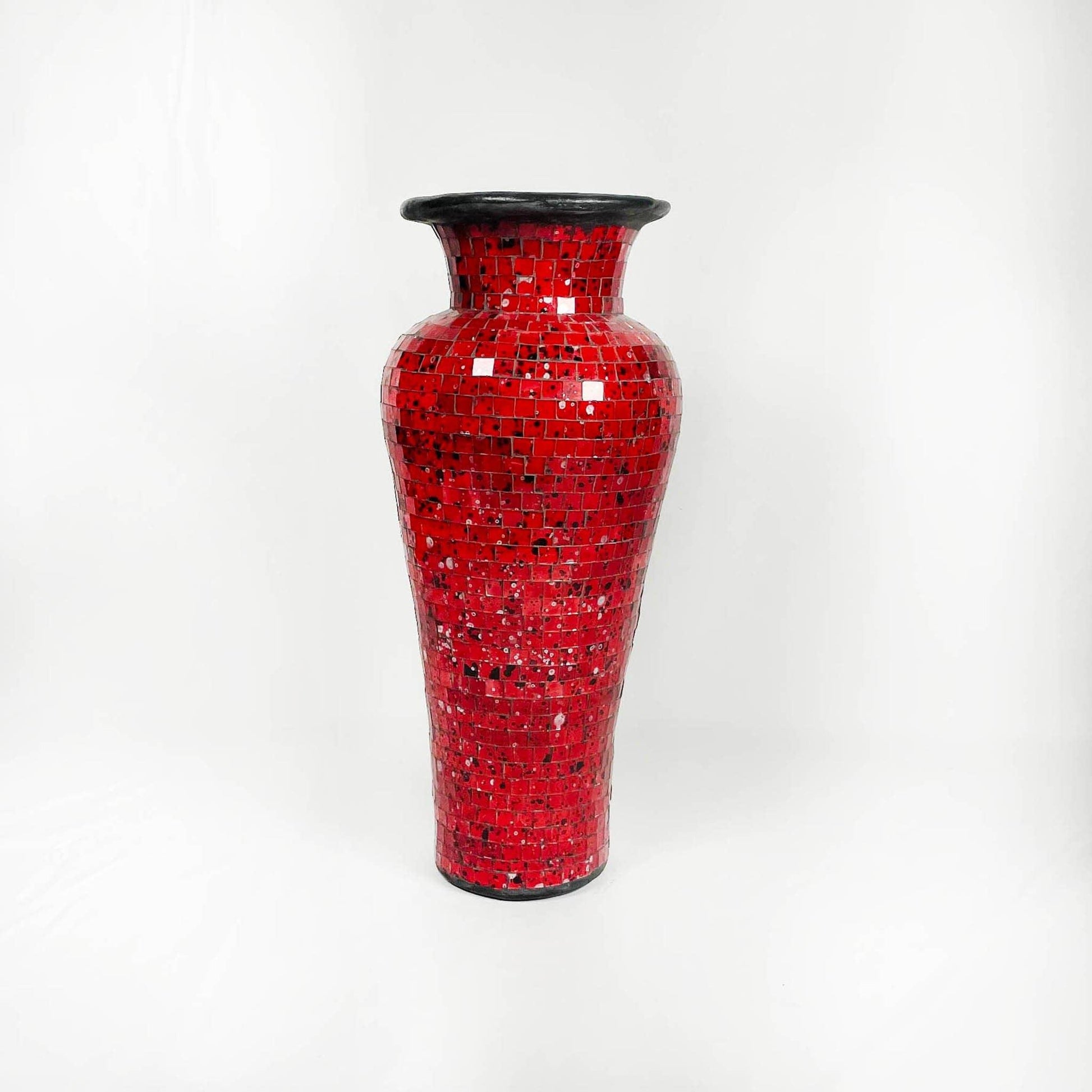 red mosaic vase