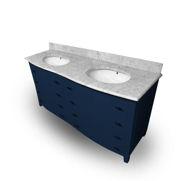 Art Deco Double Sink Vanity Unit with Marble Top (1600mm)