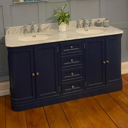 Blue, large curved vanity unit 1800mm
