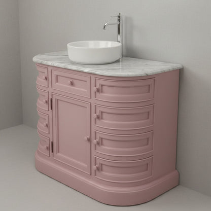 Hargrave Compact Curved Single Sink Vanity Unit with Marble Top (600mm)