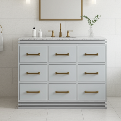 modern 9 drawer vanity unit with marble counter top