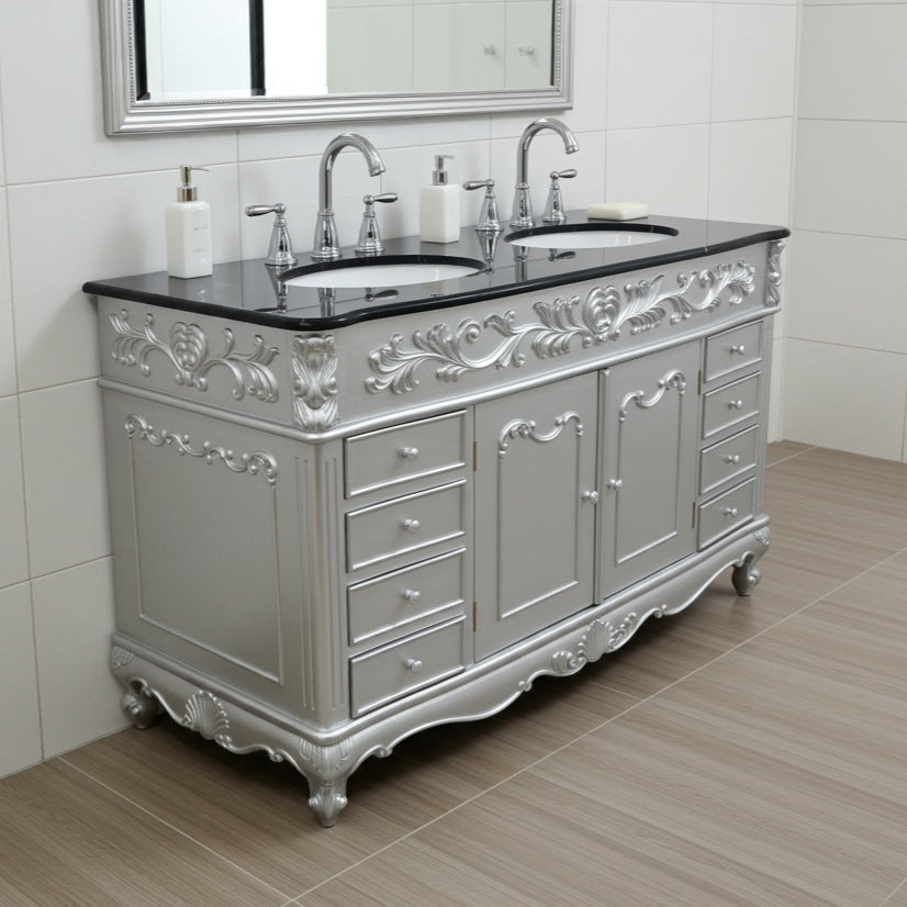 Louis XVI Petite Double Sink Vanity Unit with Marble Top (1200mm)