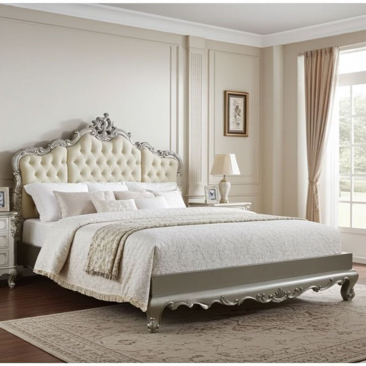 Luxurious bedroom with an ornate bed and elegant decor