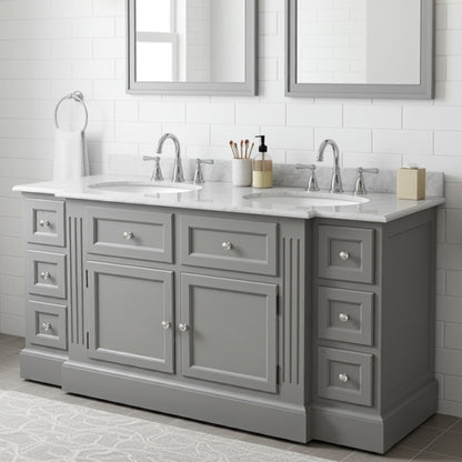 Shaker Double Sink Vanity Unit with Marble Top (1600mm)