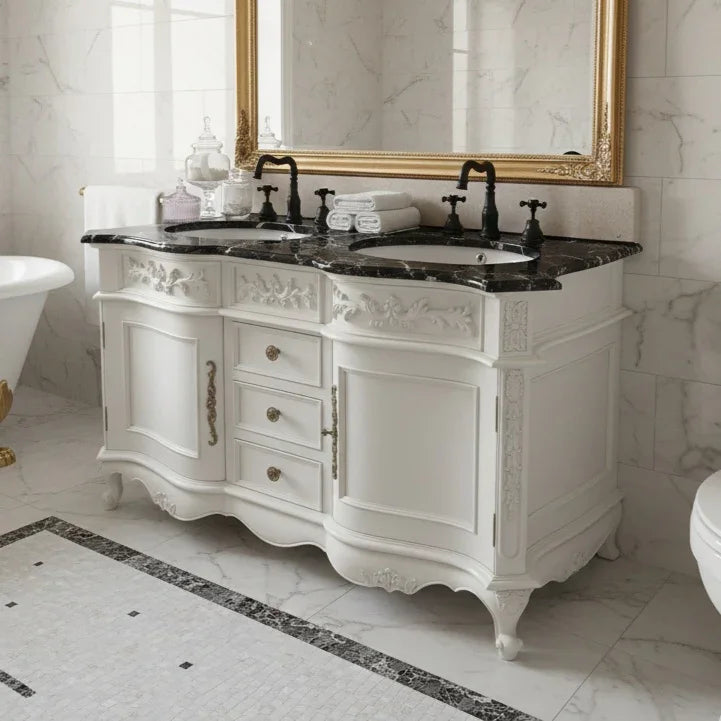 Edwin Double Sink Vanity Unit with Marble Top (1500mm)