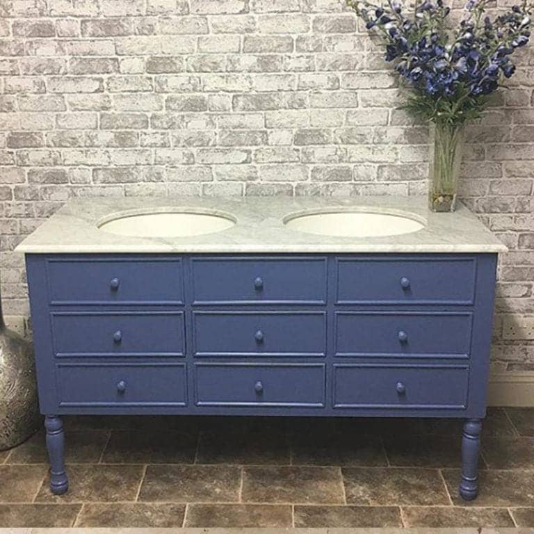 French Double Sink Vanity Unit with Marble Top (1400mm)