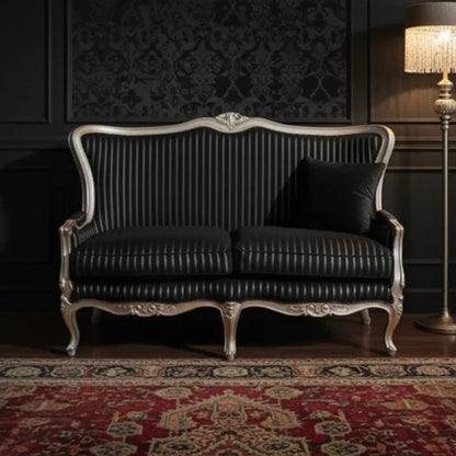 french style 2 seater sofa in dark living room