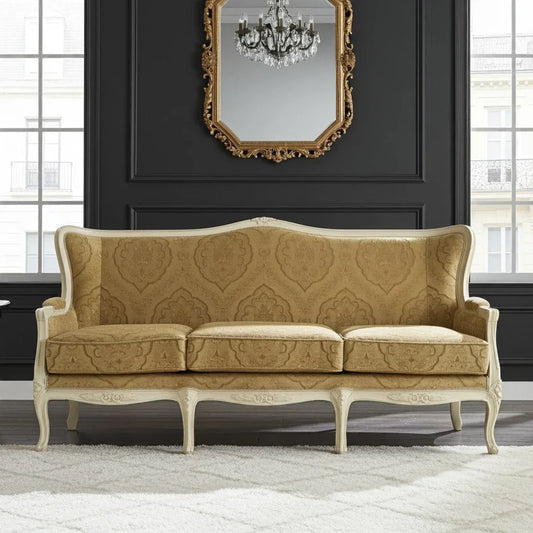 french style upholstered sofa in black living room