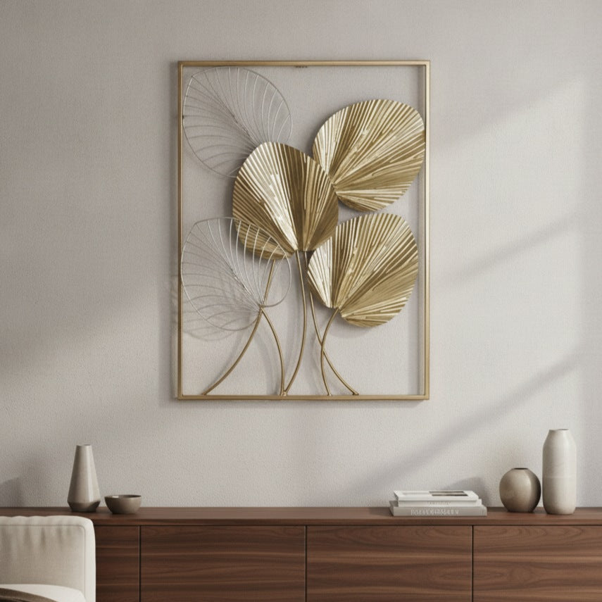 Golden Leaf Metal Wall Art
