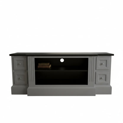 grey and black shaker tv cabinet on white background