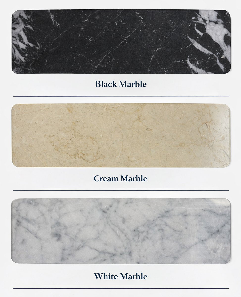 examples of black cream and white marble