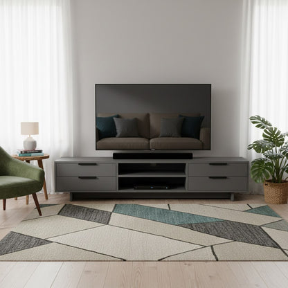 grey 3 drawer open middle shelf tv cabinet