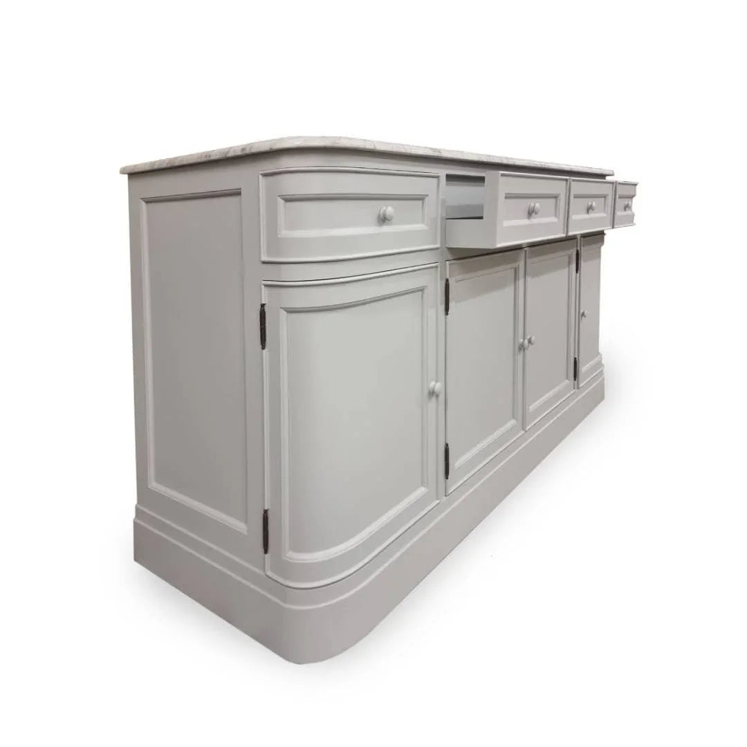 hargrave double vanity unit with open drawers