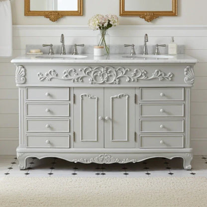 French style double basin bathroom vanity unit