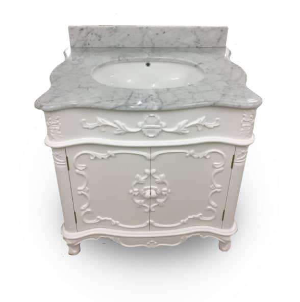 Rococo Single Sink Vanity Unit with Marble Top (800mm)