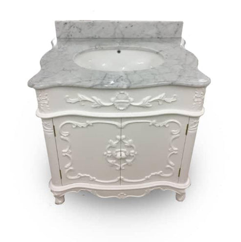 Rococo Single Sink Vanity Unit with Marble Top (800mm)
