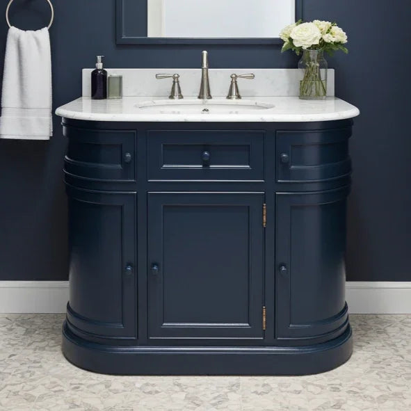 dark blue Marble top single sink Bathroom Vanity Unit