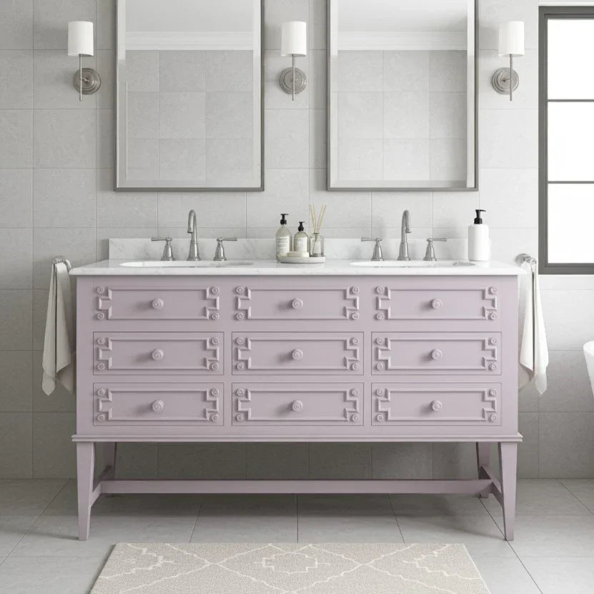 country style bathroom sink cabinet with marble counter top