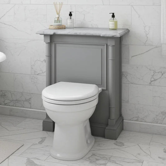 grey wooden cistern cover with marble surface