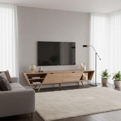 angled nordica tv cabinet in wood