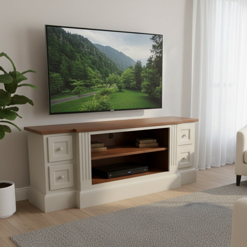 shaker style tv cabinet with wooden top