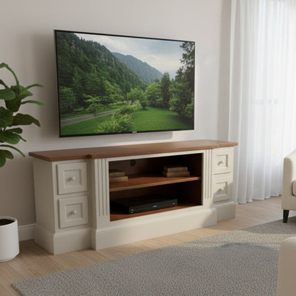 shaker style tv cabinet with wooden top
